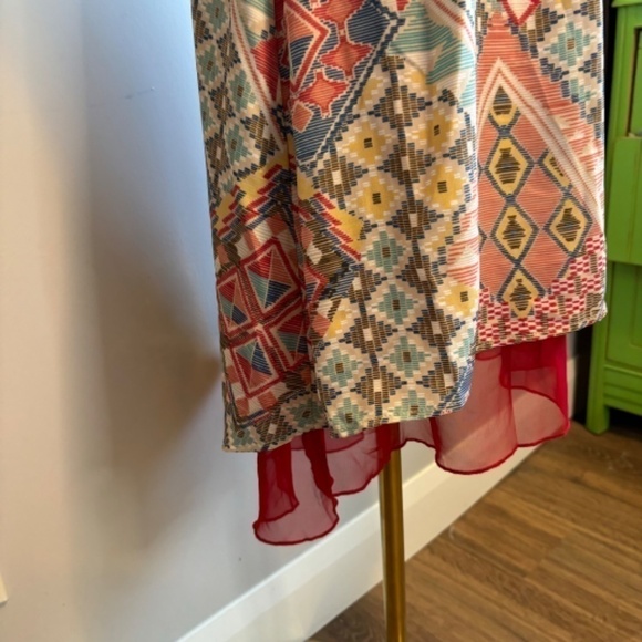 As U Wish, Women's Pink and Red Tribal Print, Fit & Flare Dress, SZ L - Picture 4 of 8